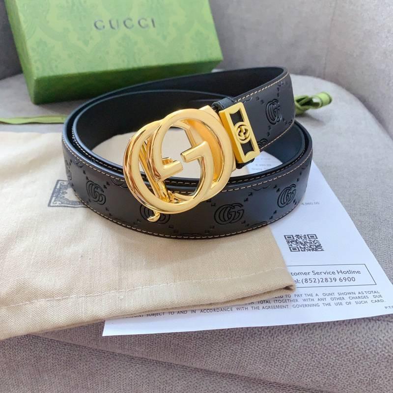 GUCCI Embellished coated-canvas and leather belt 'Black' - Banlieue91