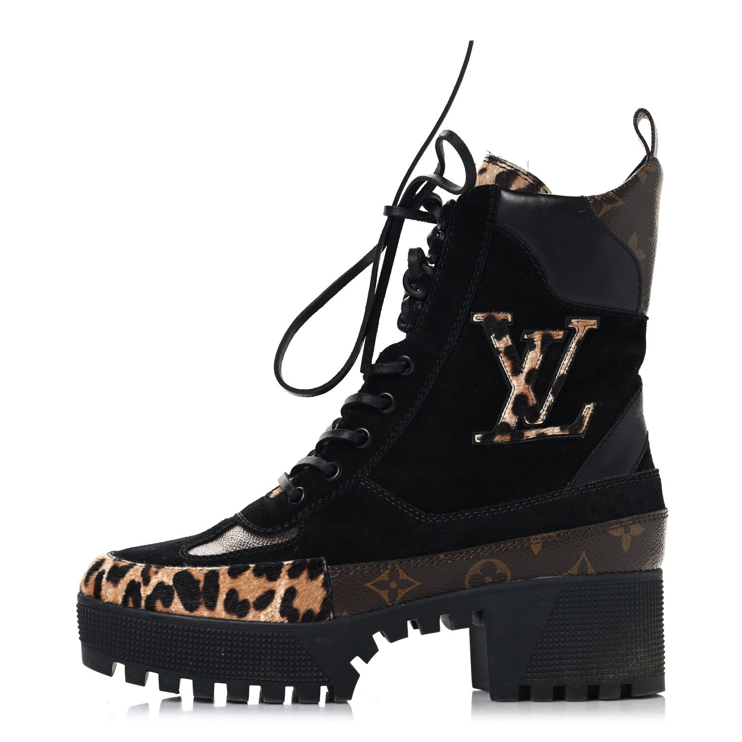 Louis Vuitton Laureate Platform Desert Boots featuring vintage-inspired Since 1854 jacquard textile and suede calf leather trim, perfect for a stylish, modern look.
