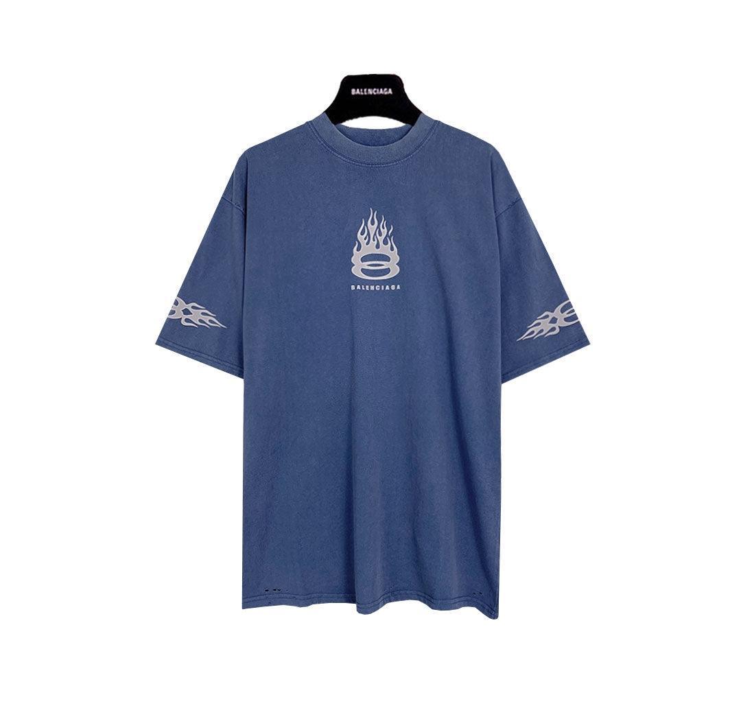 Balenciaga Light Blue T-Shirt Without Collar - Banlieue91
