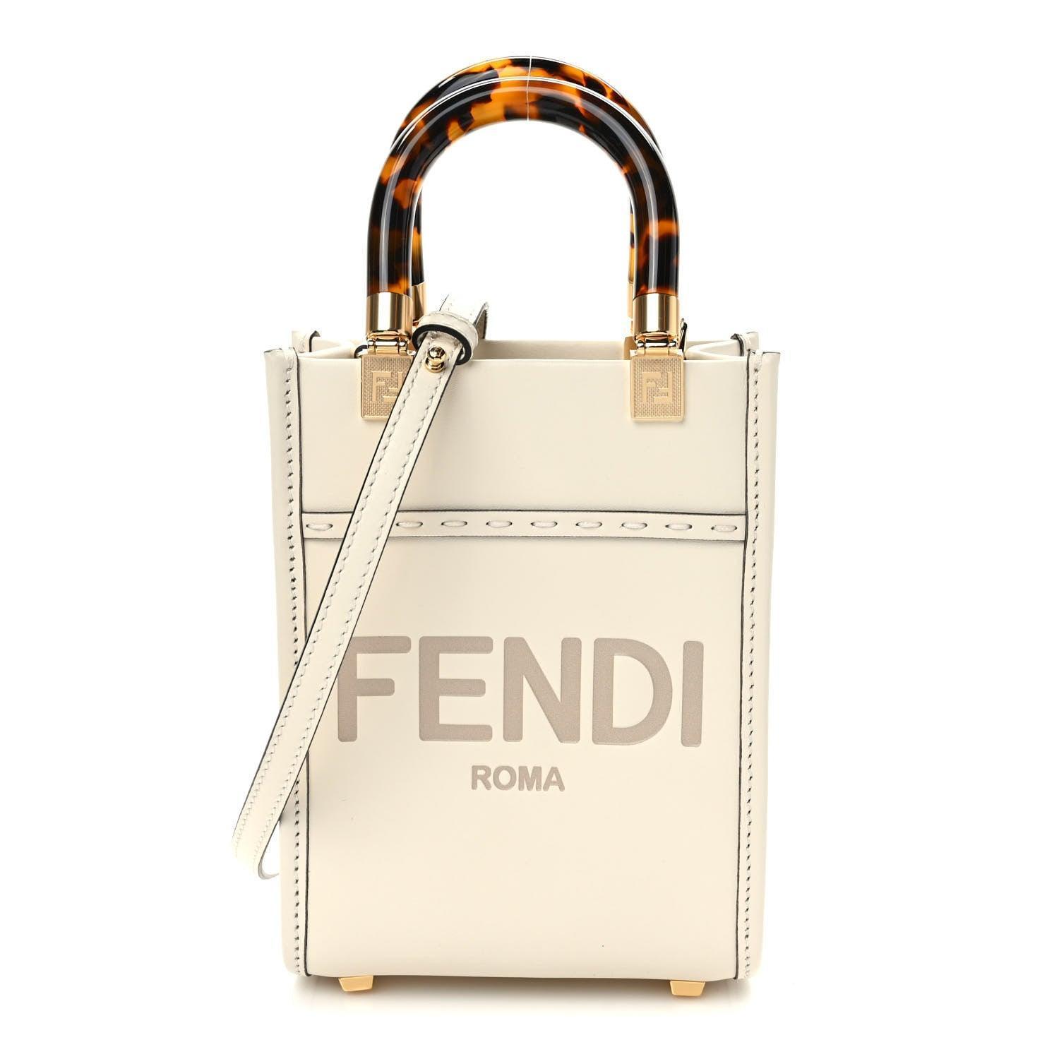 Fendi Vitello King Plexiglass Logo Embossed Mini Fendi Sunshine Shopper Tote - Banlieue91