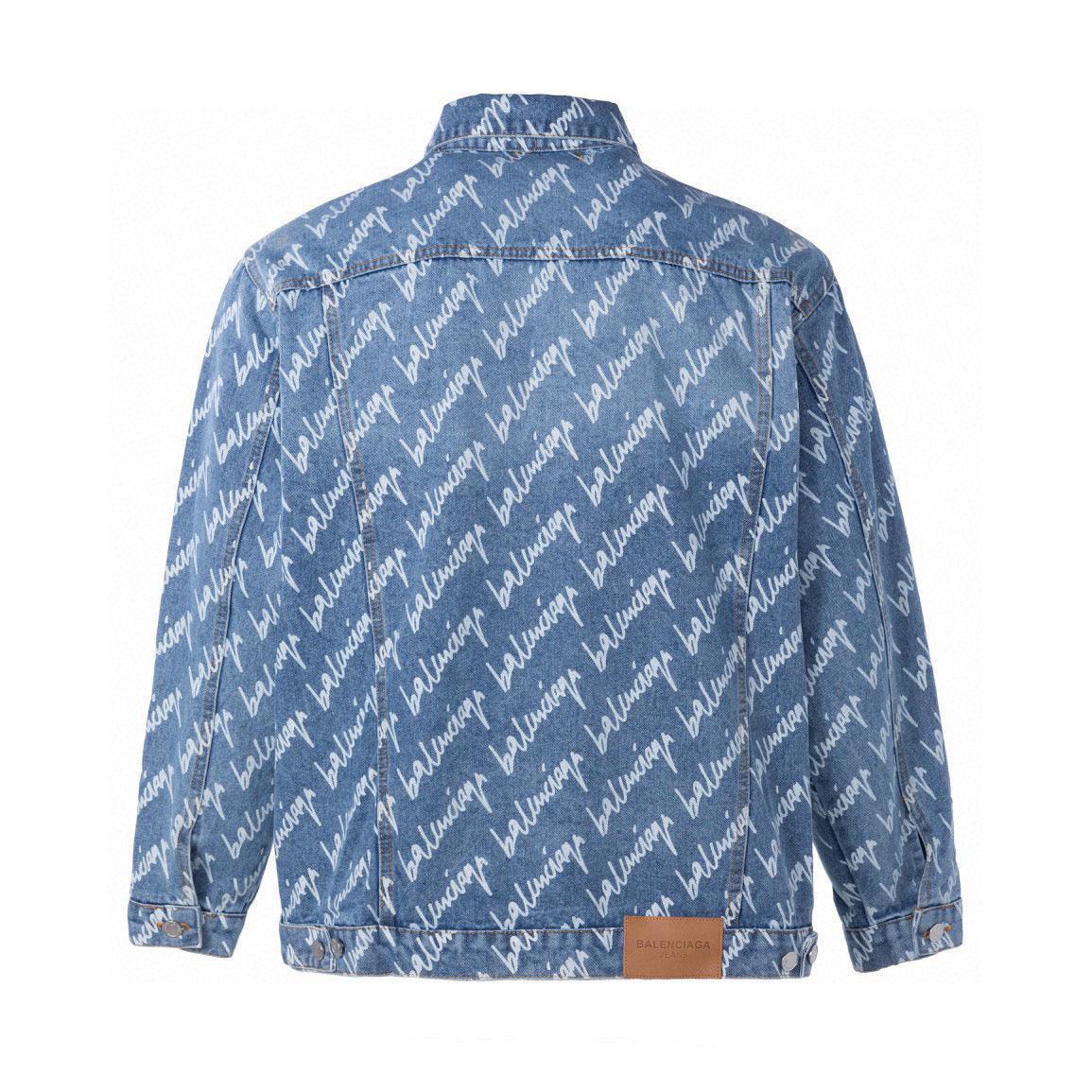 Balenciaga Logomania All Over Large Fit Jacket Blue - Banlieue91