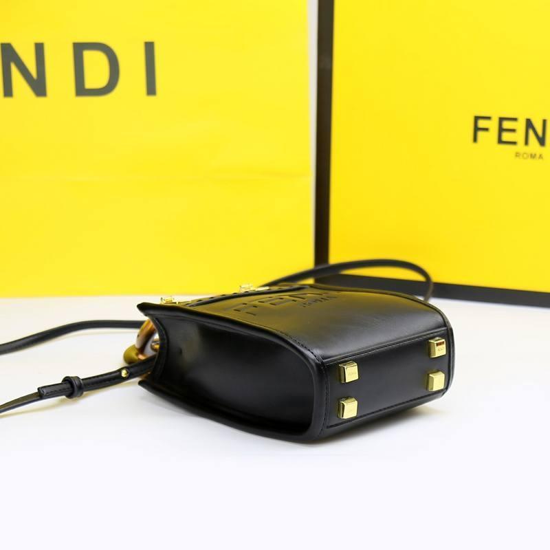 Fendi Vitello King Plexiglass Logo Embossed Mini Fendi Sunshine Shopper Tote - Banlieue91