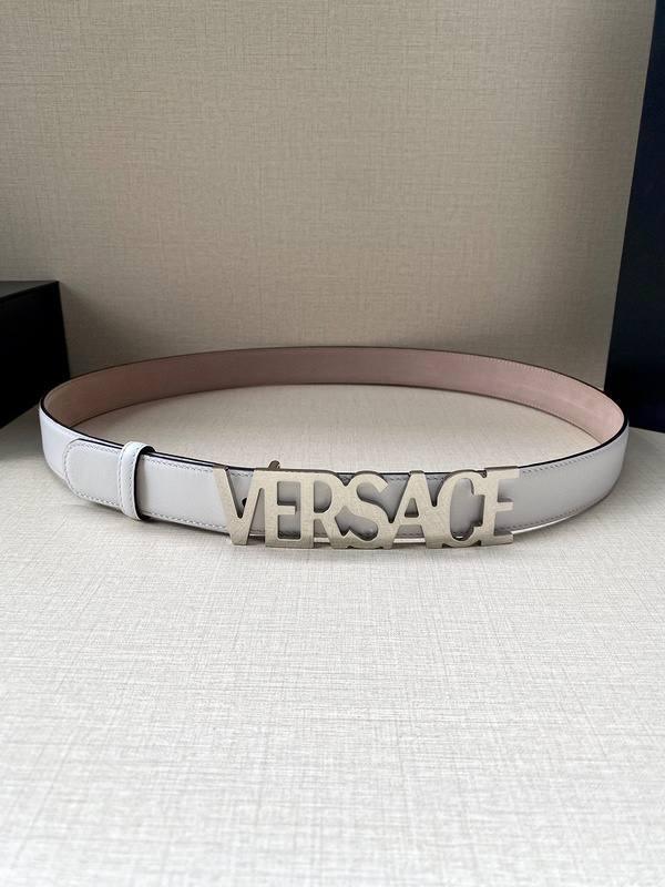 Versace Women's Leather Logo Decorated Buckle Belt - Banlieue91