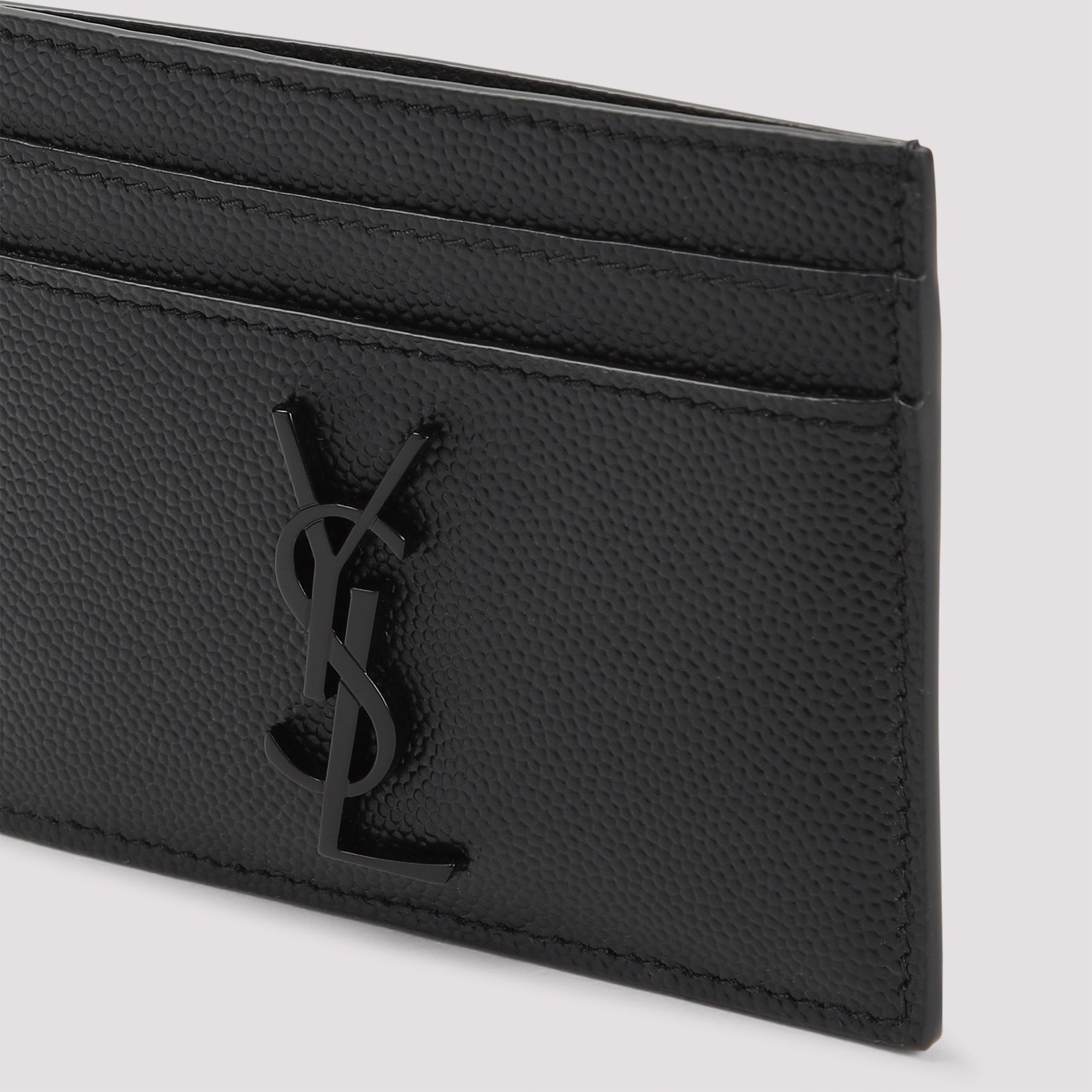 SAINT LAURENT Mini Leather Card Holder with Logo Detail - Banlieue91 -