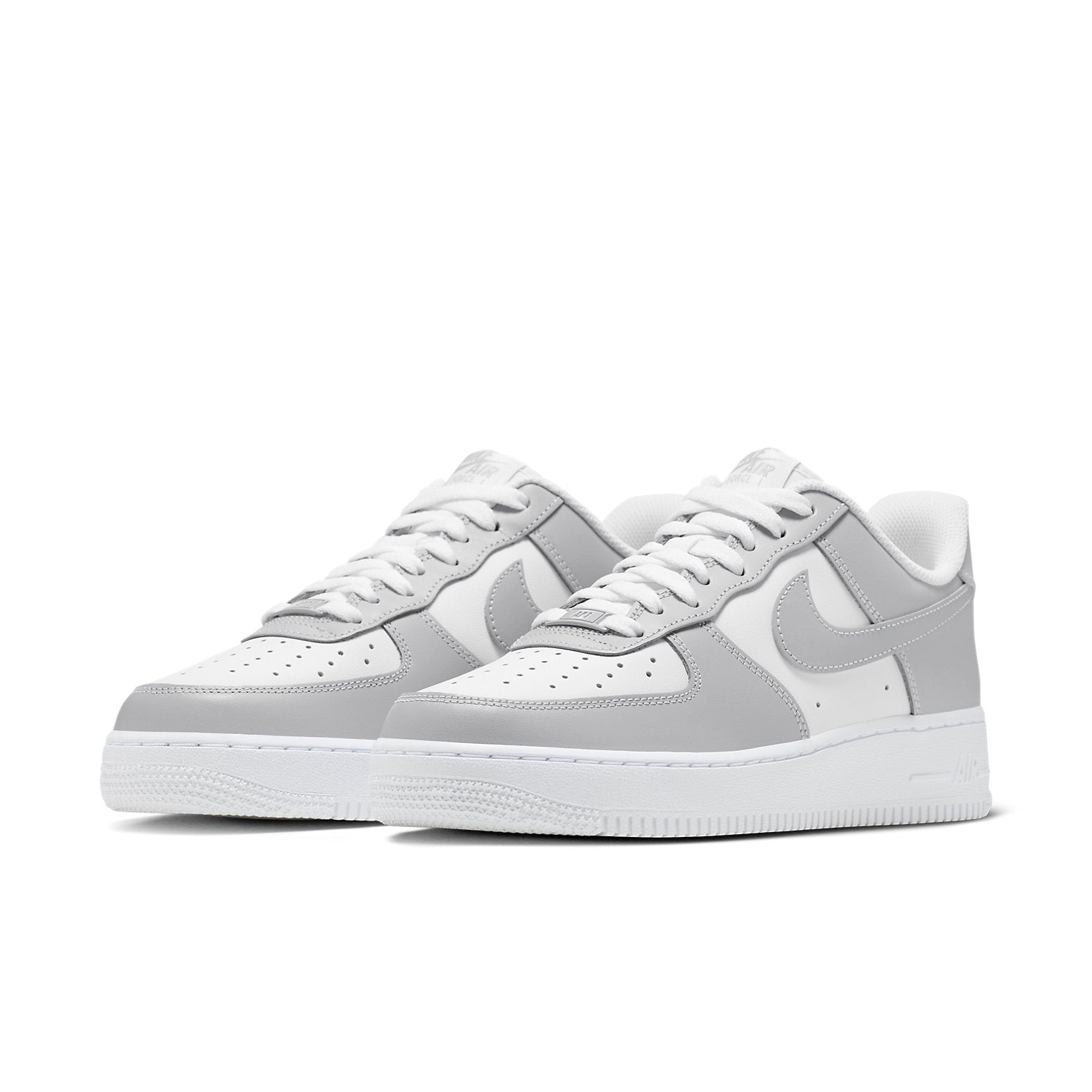 Close-up of Air Force 1 07 'Light Smoke Grey White' detailing the materials and craftsmanship.