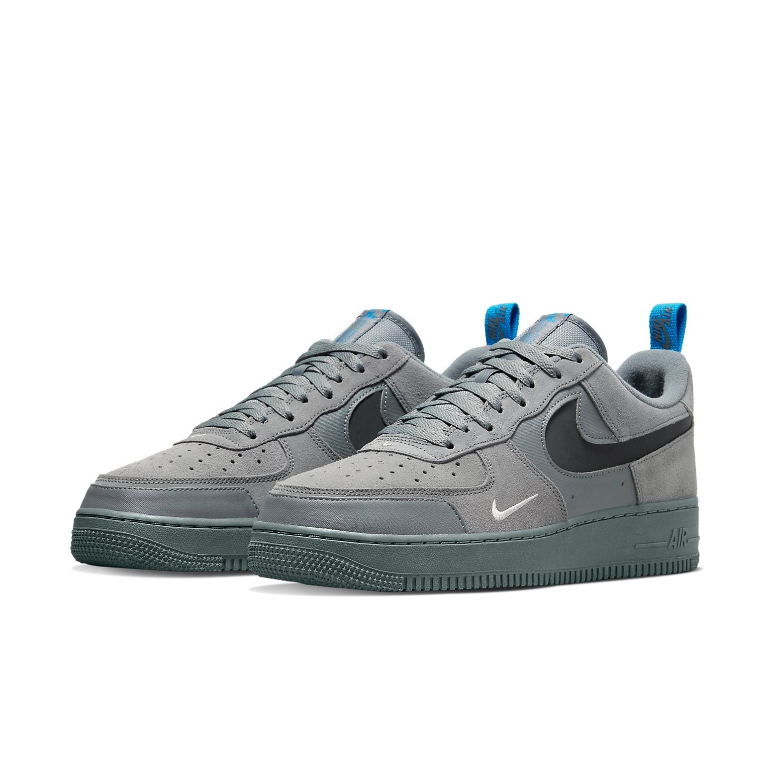 Air Force 1 Low 'Cut Out Swoosh - Grey' side view showcasing the stylish cut-out Swoosh design.