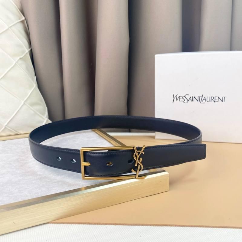 Saint Laurent Classic Monogram Square Buckle Belt Embossed Leather - Banlieue91