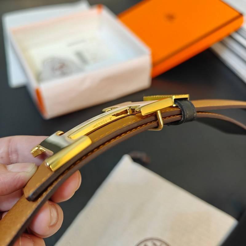 Hermes Men Gold Buckle Belt 'Brown' - Banlieue91