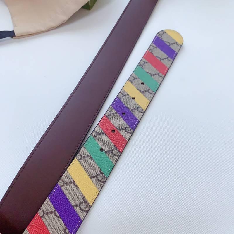GUCCI Embellished coated-canvas and leather belt 'Multicolor' - Banlieue91