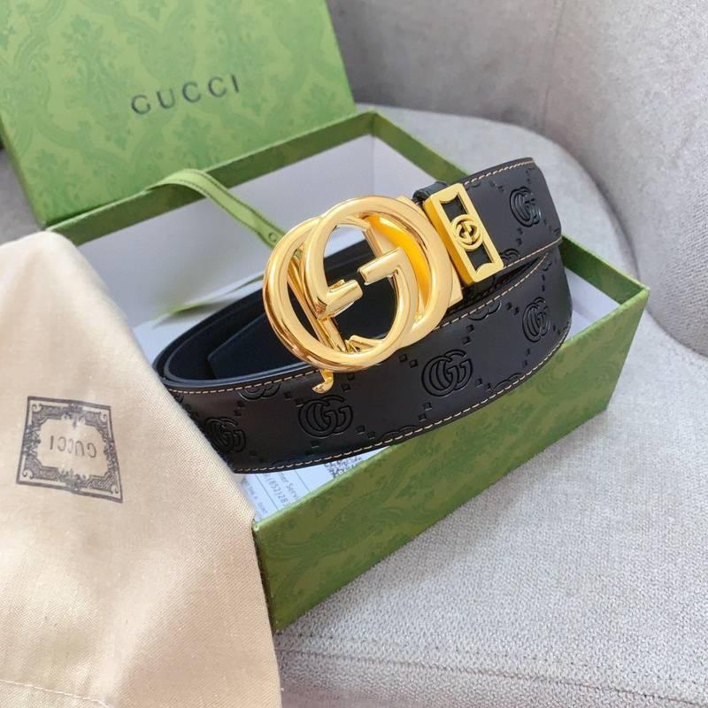 GUCCI Embellished coated-canvas and leather belt 'Black' - Banlieue91