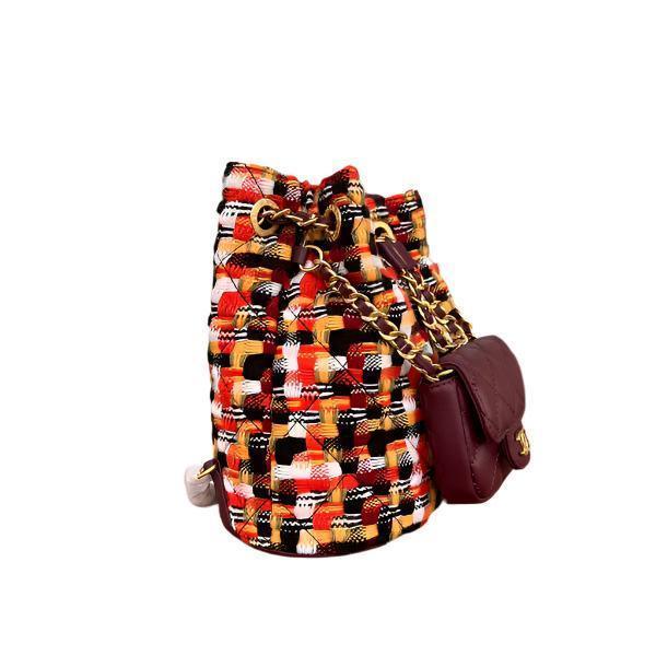 Chanel Tweed Quilted Small CC Chain Bucket Backpack Multicolor - Banlieue91