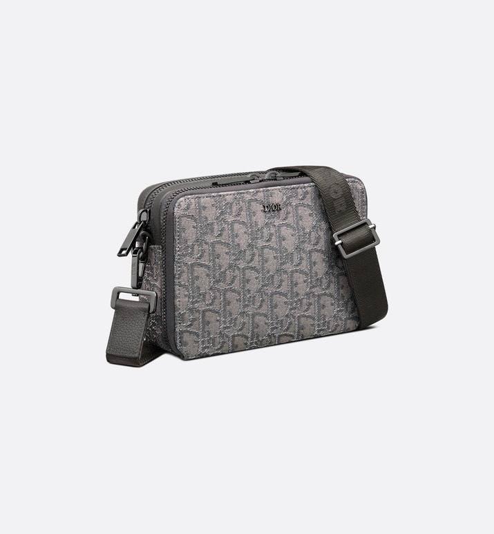 Zipped Pouch with Strap Grey and Black Dior Oblique Jacquard - Banlieue91