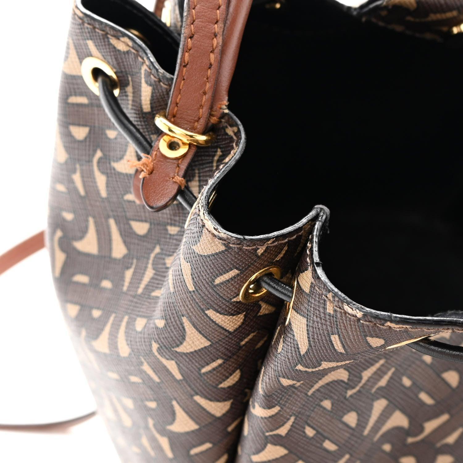 Burberry E-canvas Monogram TB Bucket Bag Bridle - Banlieue91