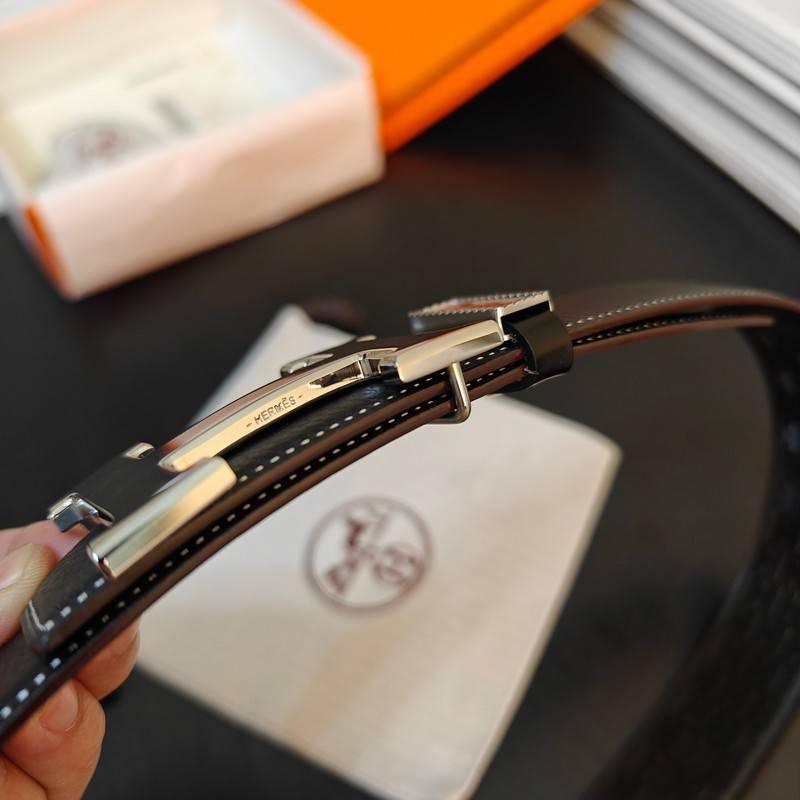 Hermes Men Silver Buckle Belt 'Black' - Banlieue91