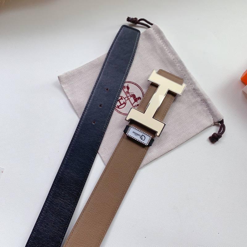 Hermes Men Beige Buckle Belt 'Brown' - Banlieue91