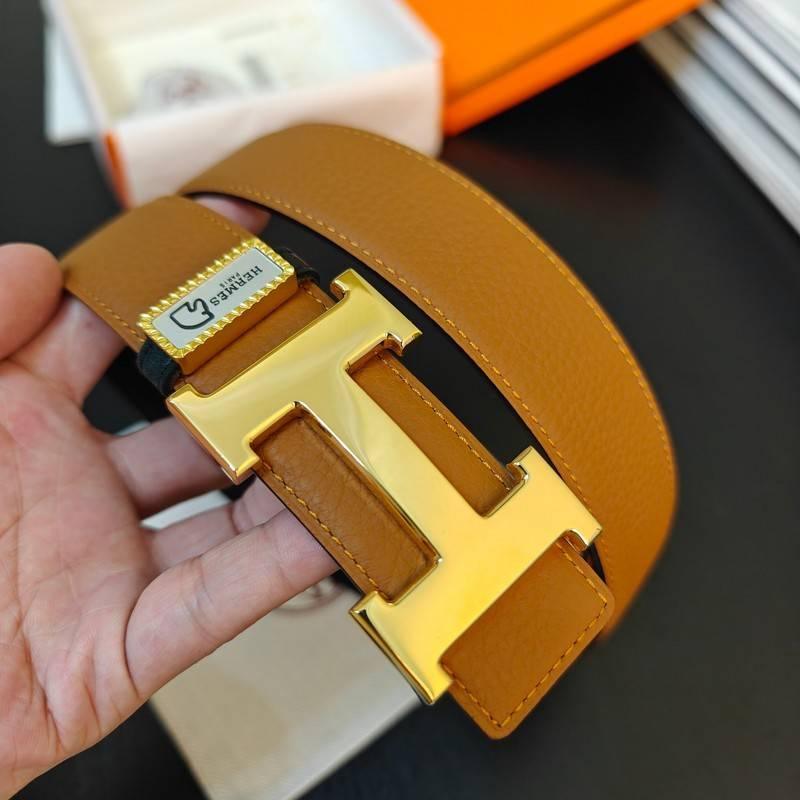 Hermes Men Gold Buckle Belt 'Brown' - Banlieue91