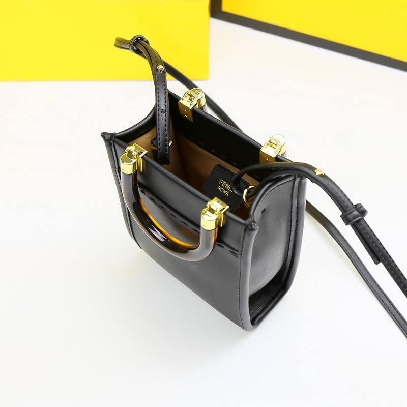 Fendi Vitello King Plexiglass Logo Embossed Mini Fendi Sunshine Shopper Tote - Banlieue91