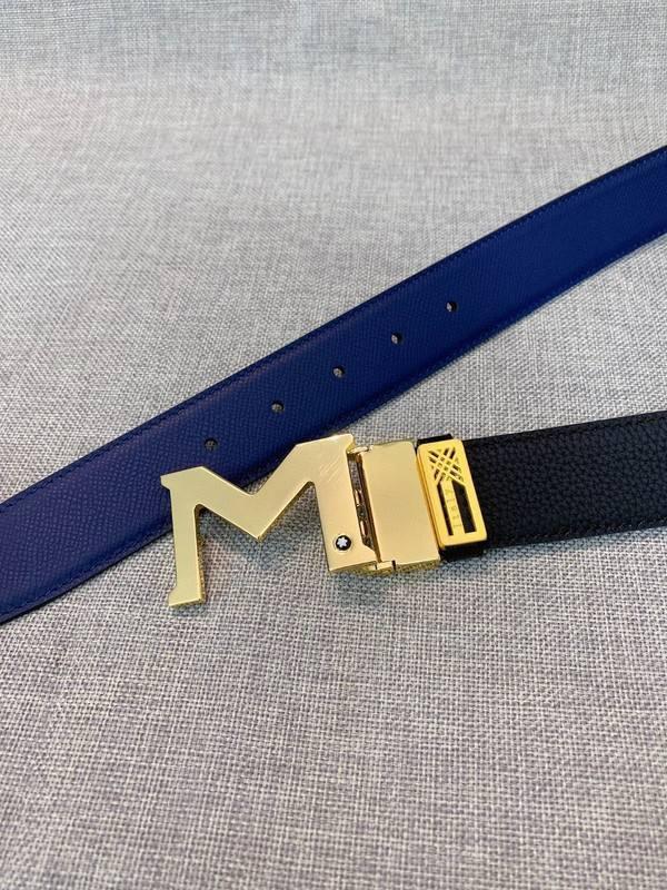 Montblanc M Buckle Reversible Leather Belt 'Black/Blue' - Banlieue91