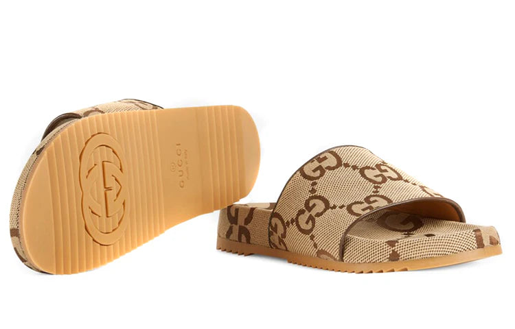 Gucci GG Canvas Slide Sandal 'Camel Monogram'