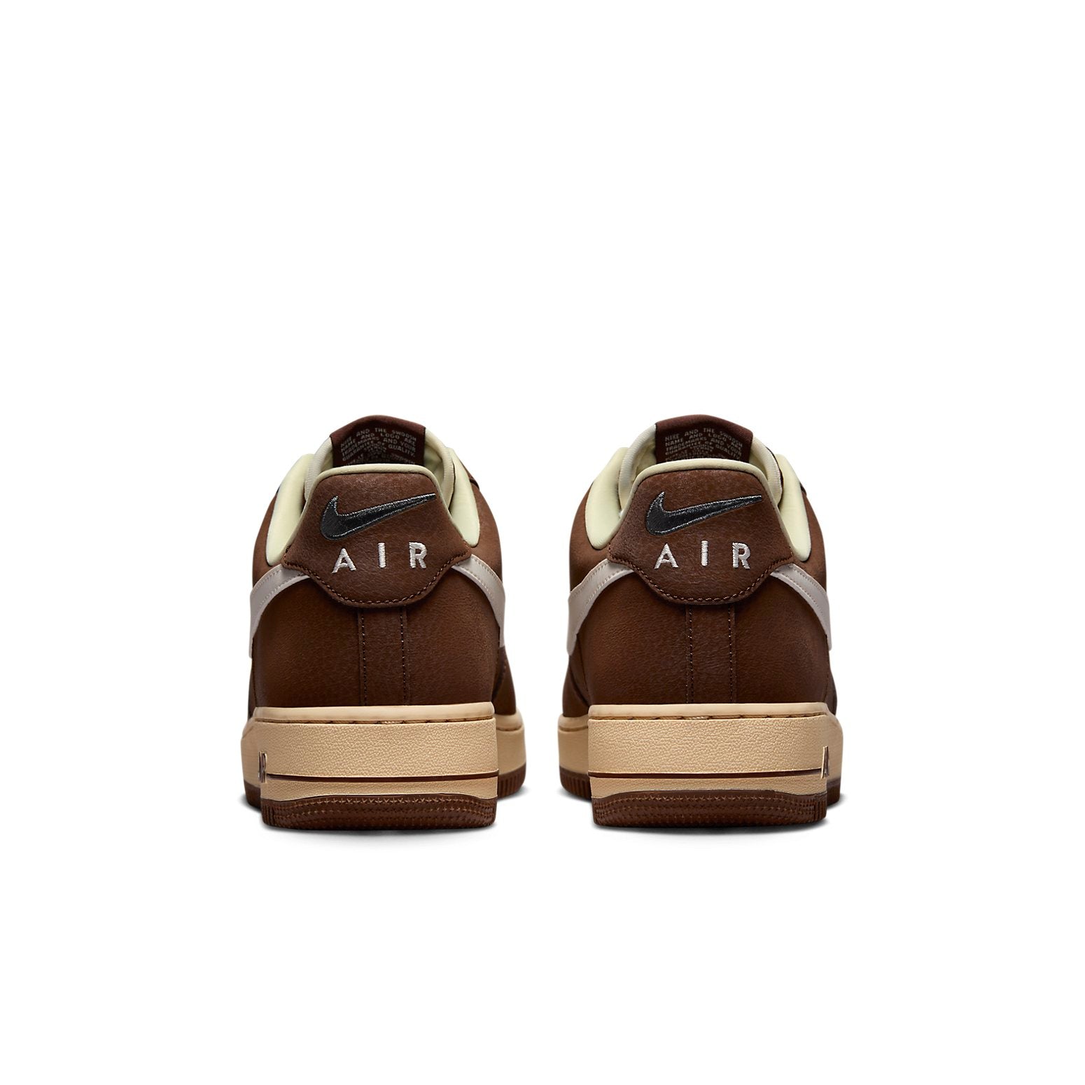 Bottom view of the Nike Air Force 1 '07 'Cacao Wow' displaying the Sail-colored foam midsole and dark brown rubber outsole.