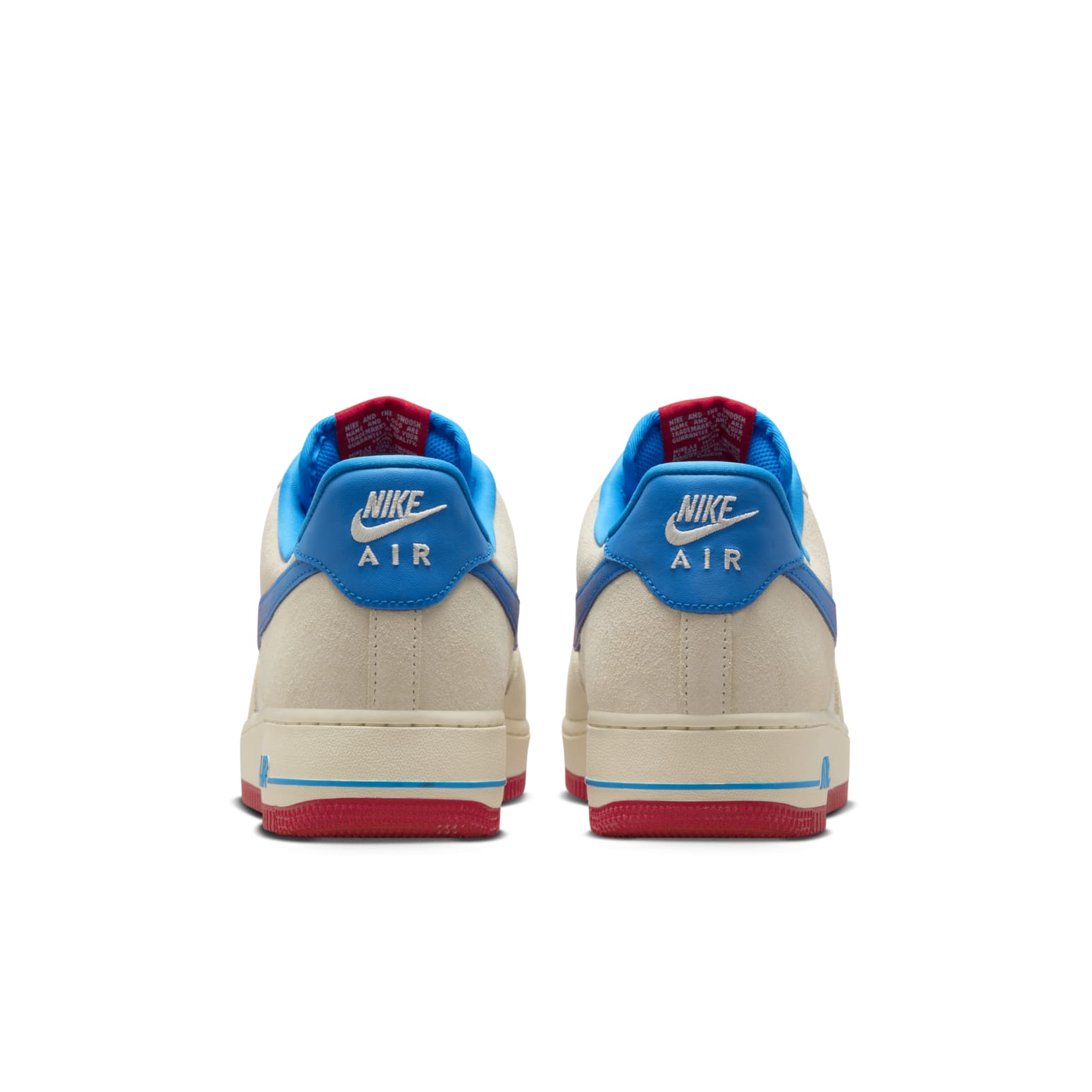 Air Force 1 '07 LV8 'Coconut Milk Red Photo Blue' on foot showcasing its comfortable fit and trendy aesthetic.