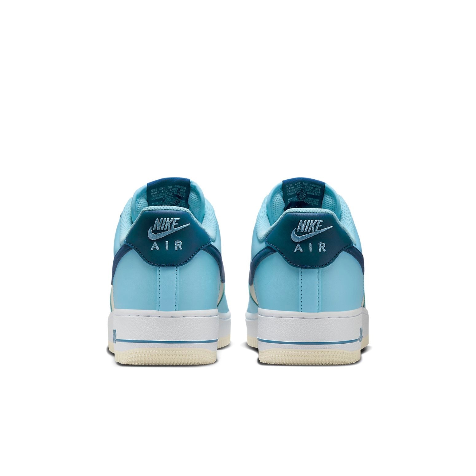 Nike Air Force 1 Low 'Coconut Milk Aquarius Blue' displayed from above, emphasizing the stylish design and color contrast.