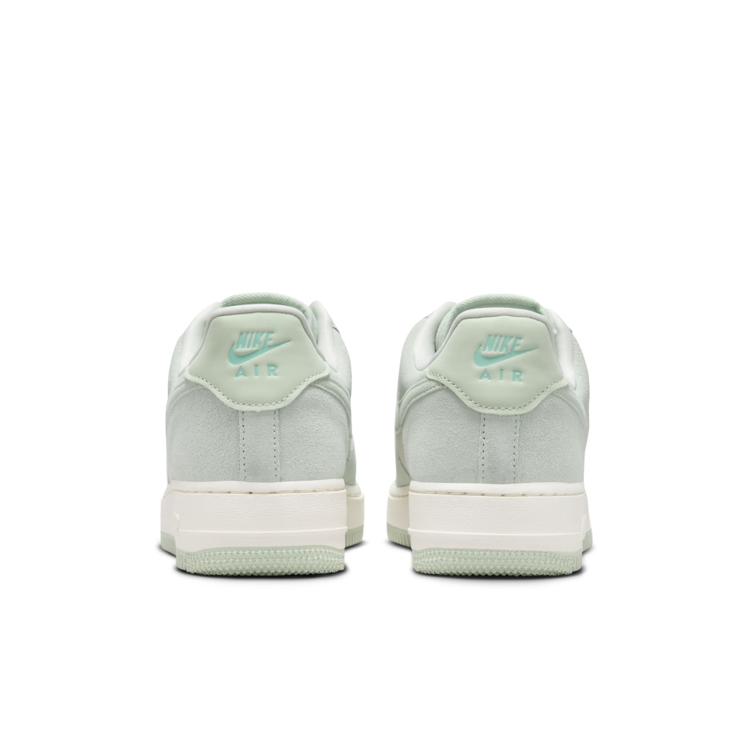 Top view of the Nike Air Force 1 '07 SE 'Spruce Aura Pistachio Frost' showing the laces and tongue detailing.
