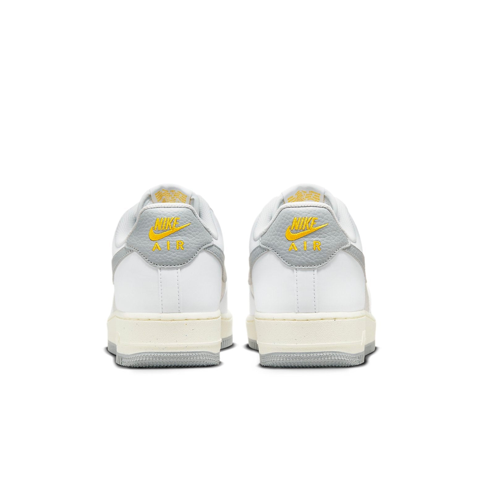 Close-up view of Nike Air Force 1 '07 Next Nature 'White Photon Dust' showcasing intricate details and premium material.