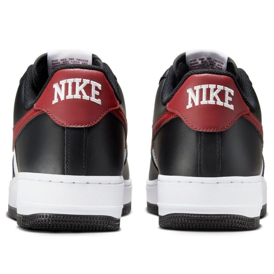 The stylish Air Force 1 '07 'Black White Red' sneaker, ideal for casual wear, featuring a modern design.