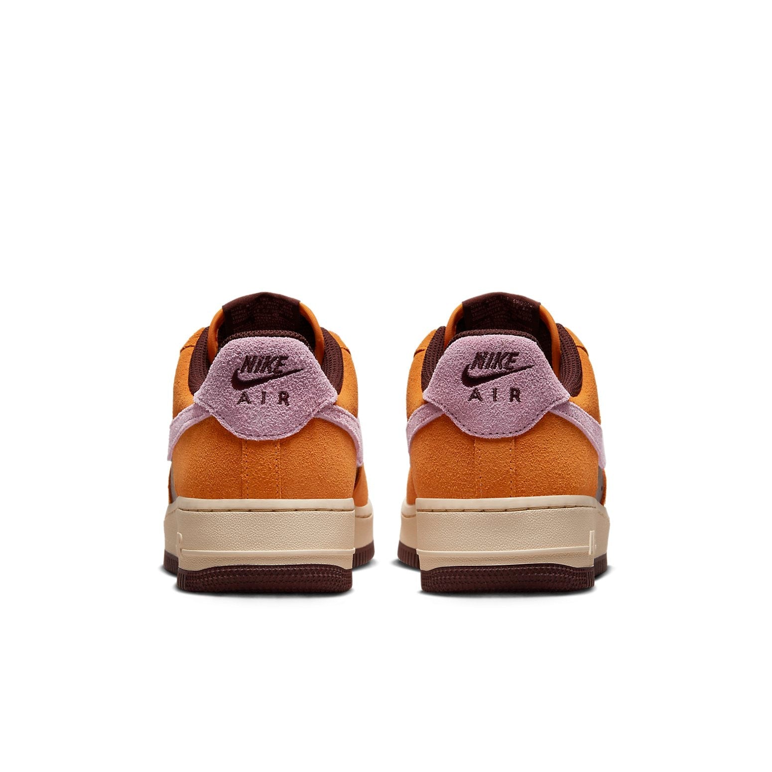 Close-up of Nike Air Force 1 Low 'Magma Orange' showcasing the textured materials and color details.