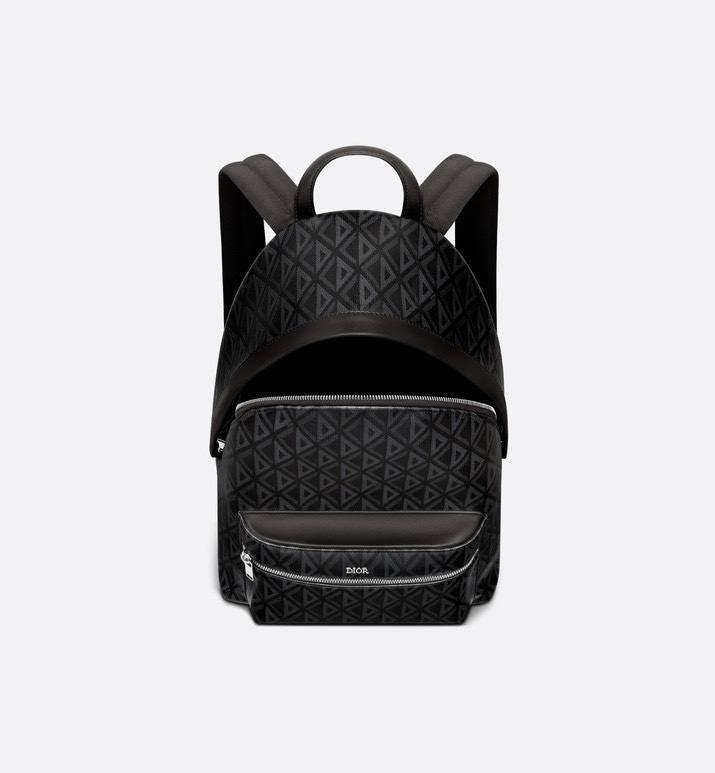 Dior Rider Zipped Backpack Black Coated Cotton Canvas with CD Diamond Print - Banlieue91