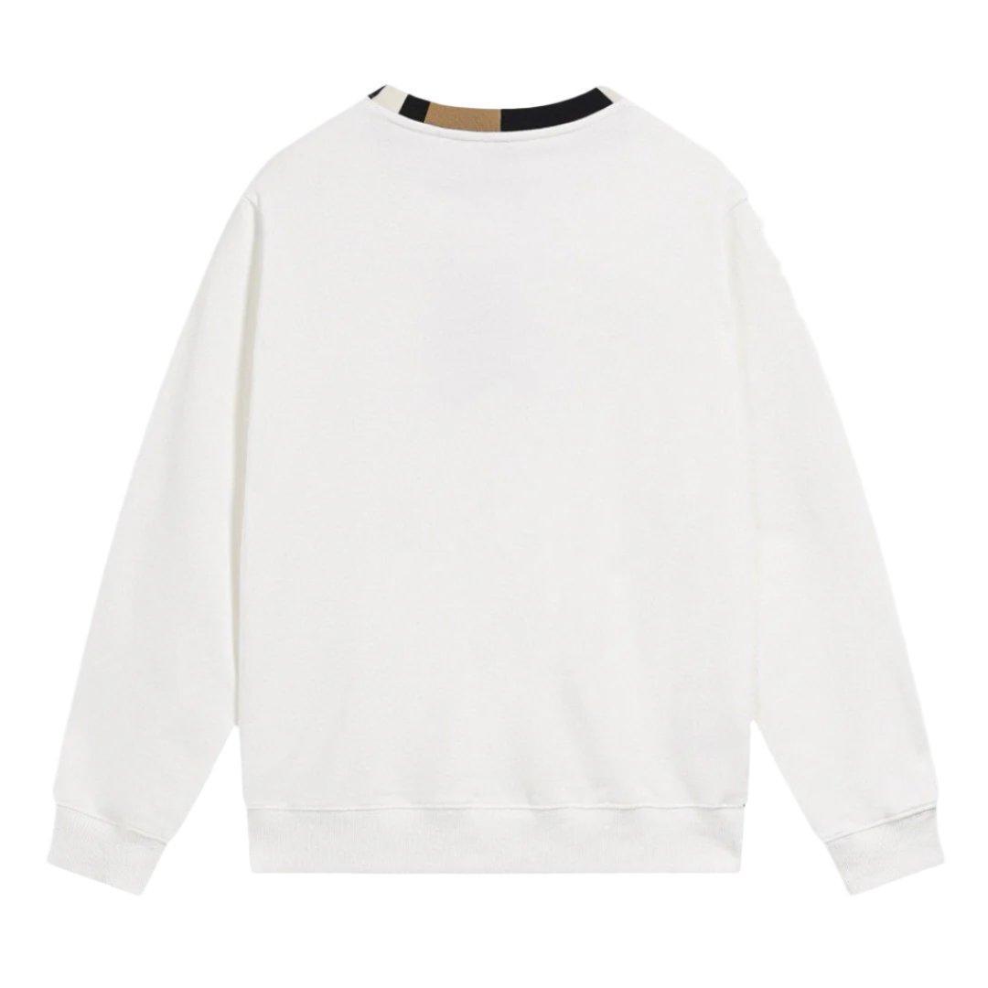 BURBERRY JARRAD WHITE COTTON ICON STRIPE COLLAR RED LOGO SWEATER - Banlieue91