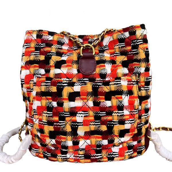 Chanel Tweed Quilted Small CC Chain Bucket Backpack Multicolor - Banlieue91