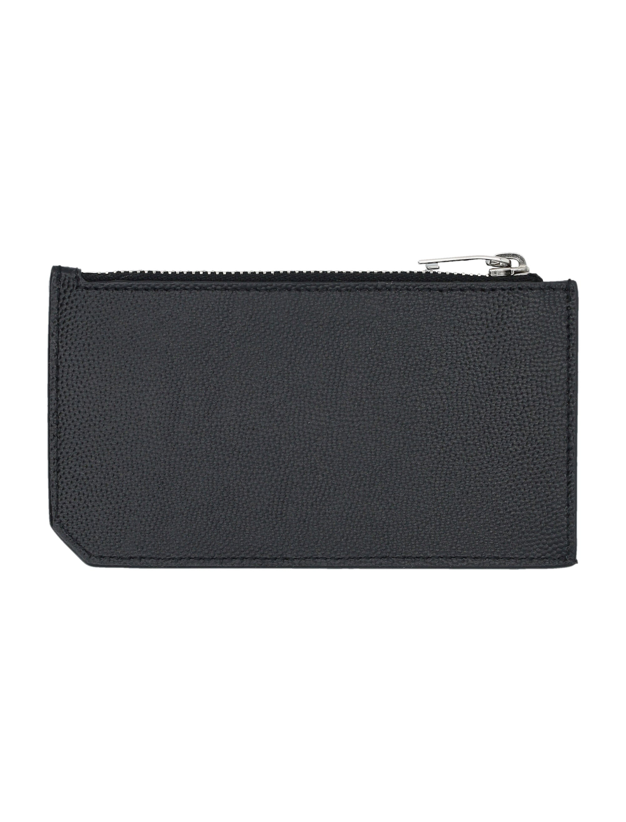 SAINT LAURENT Pebbled Leather Card Holder with Zip - Banlieue91 -