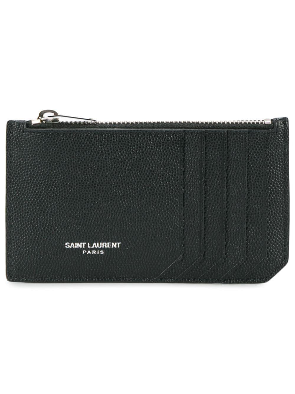 SAINT LAURENT Pebbled Leather Card Holder with Zip - Banlieue91 -