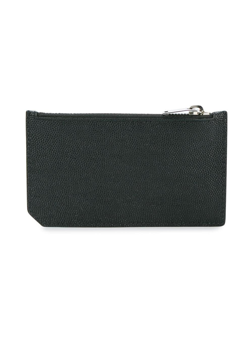 SAINT LAURENT Pebbled Leather Card Holder with Zip - Banlieue91 -