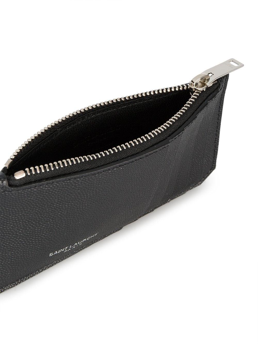 SAINT LAURENT Pebbled Leather Card Holder with Zip - Banlieue91 -