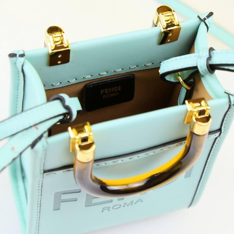 Fendi Vitello King Plexiglass Logo Embossed Mini Fendi Sunshine Shopper Tote - Banlieue91