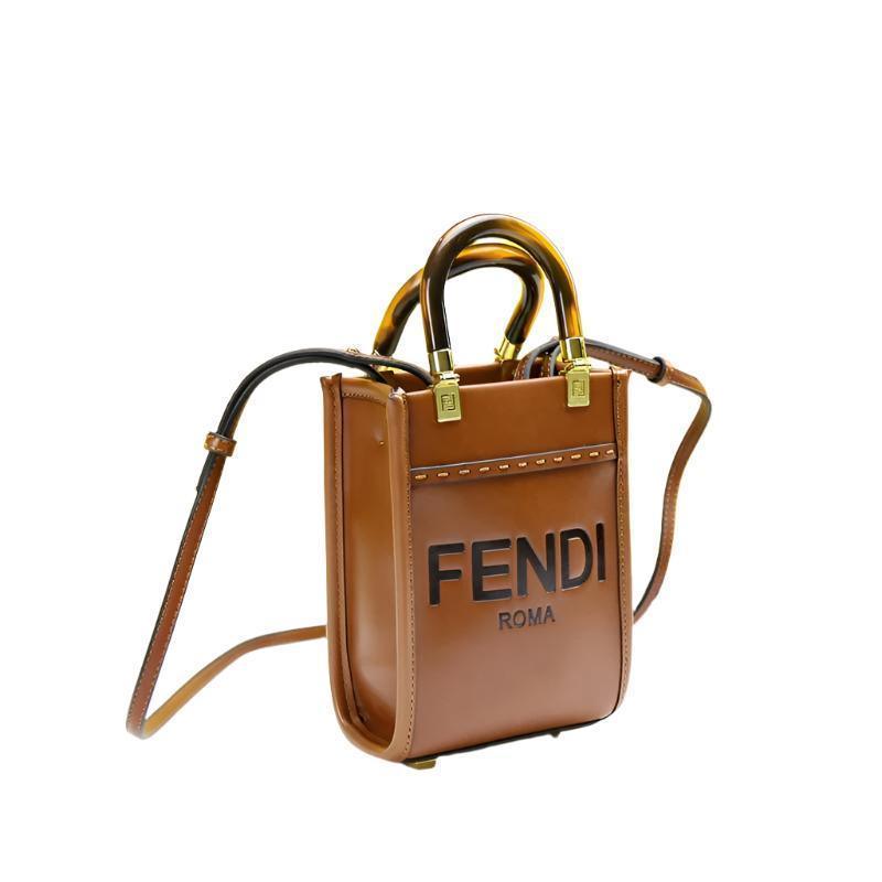 Fendi Vitello King Plexiglass Logo Embossed Mini Fendi Sunshine Shopper Tote - Banlieue91