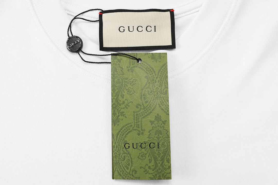 Gucci T-Shirt Without Collar 'White' featuring a minimalist design and iconic logo, perfect for casual wear.