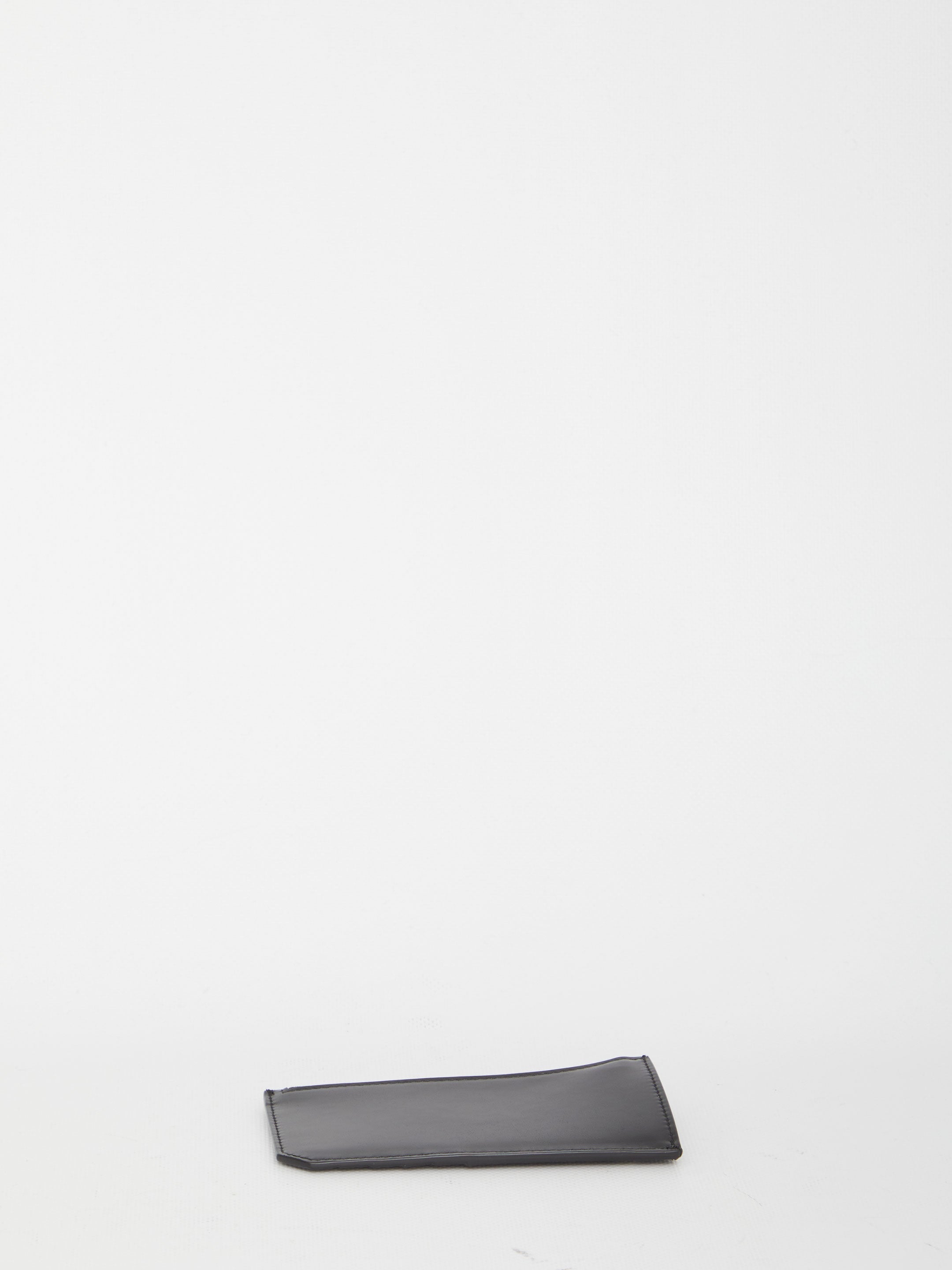 SAINT LAURENT Leather Card Holder with Logo Plaque - Mini - Banlieue91 -