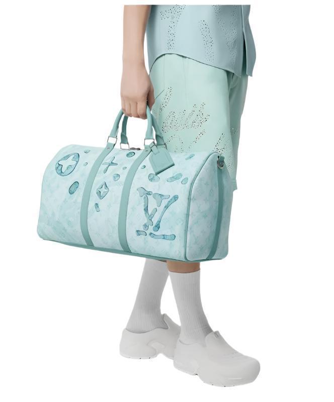 Louis Vuitton White & Blue Aquagarden Monogram Keepall 50 - Banlieue91