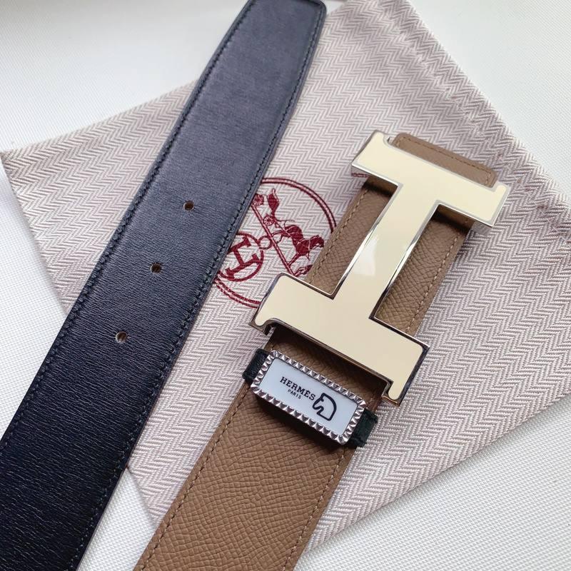Hermes Men Beige Buckle Belt 'Brown' - Banlieue91