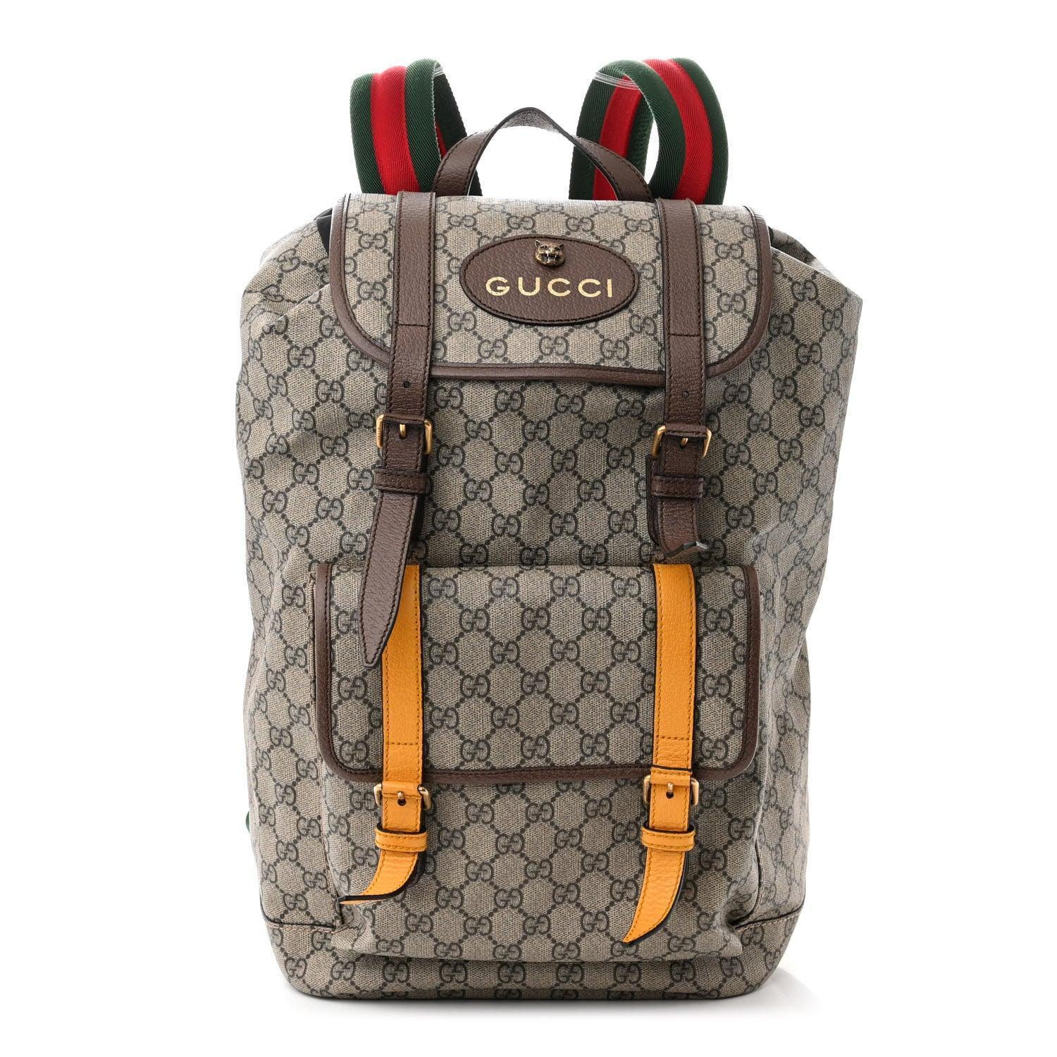 Gucci Soft GG Supreme Monogram Neo Vintage Double Buckle Backpack Beige New Acero Crop - Banlieue91