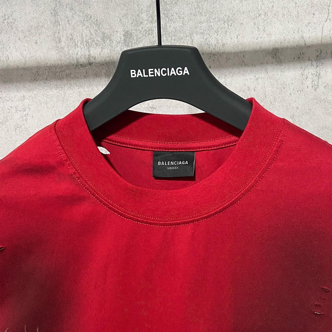 Balenciaga Red T-Shirt Without Collar - Banlieue91
