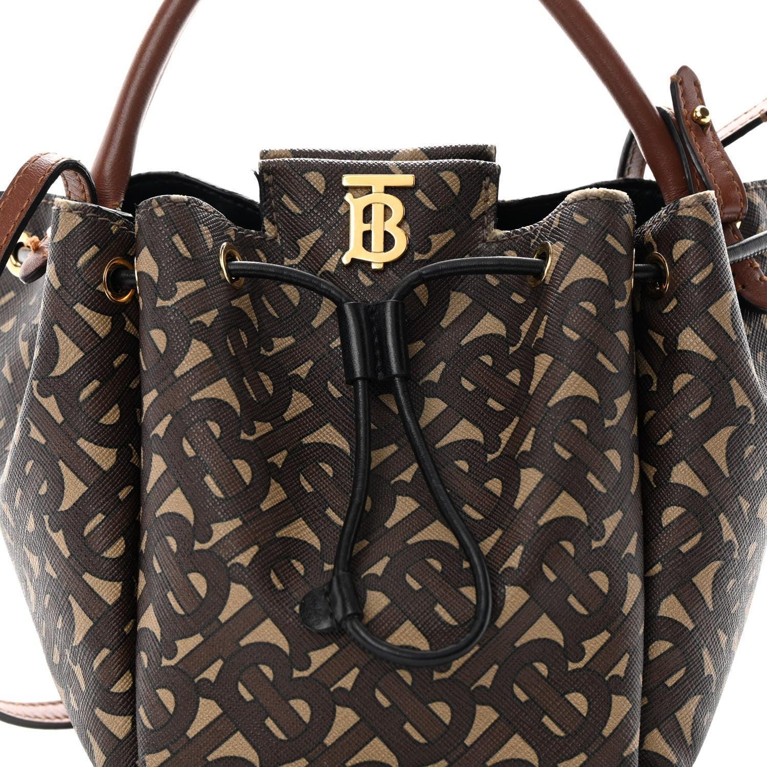 Burberry E-canvas Monogram TB Bucket Bag Bridle - Banlieue91