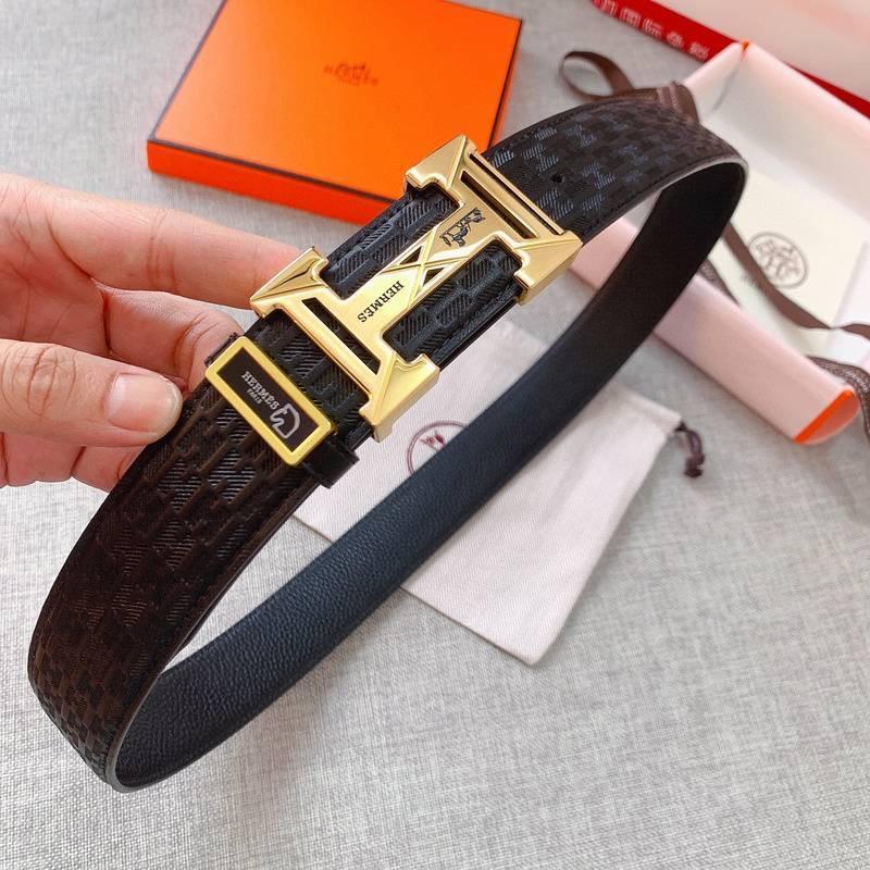 Hermes Men Gold Buckle Belt 'Black' - Banlieue91