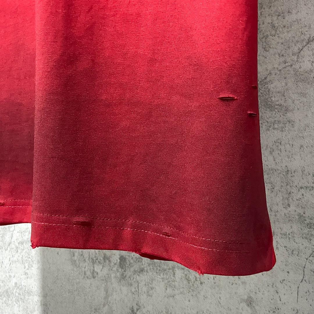 Balenciaga Red T-Shirt Without Collar - Banlieue91
