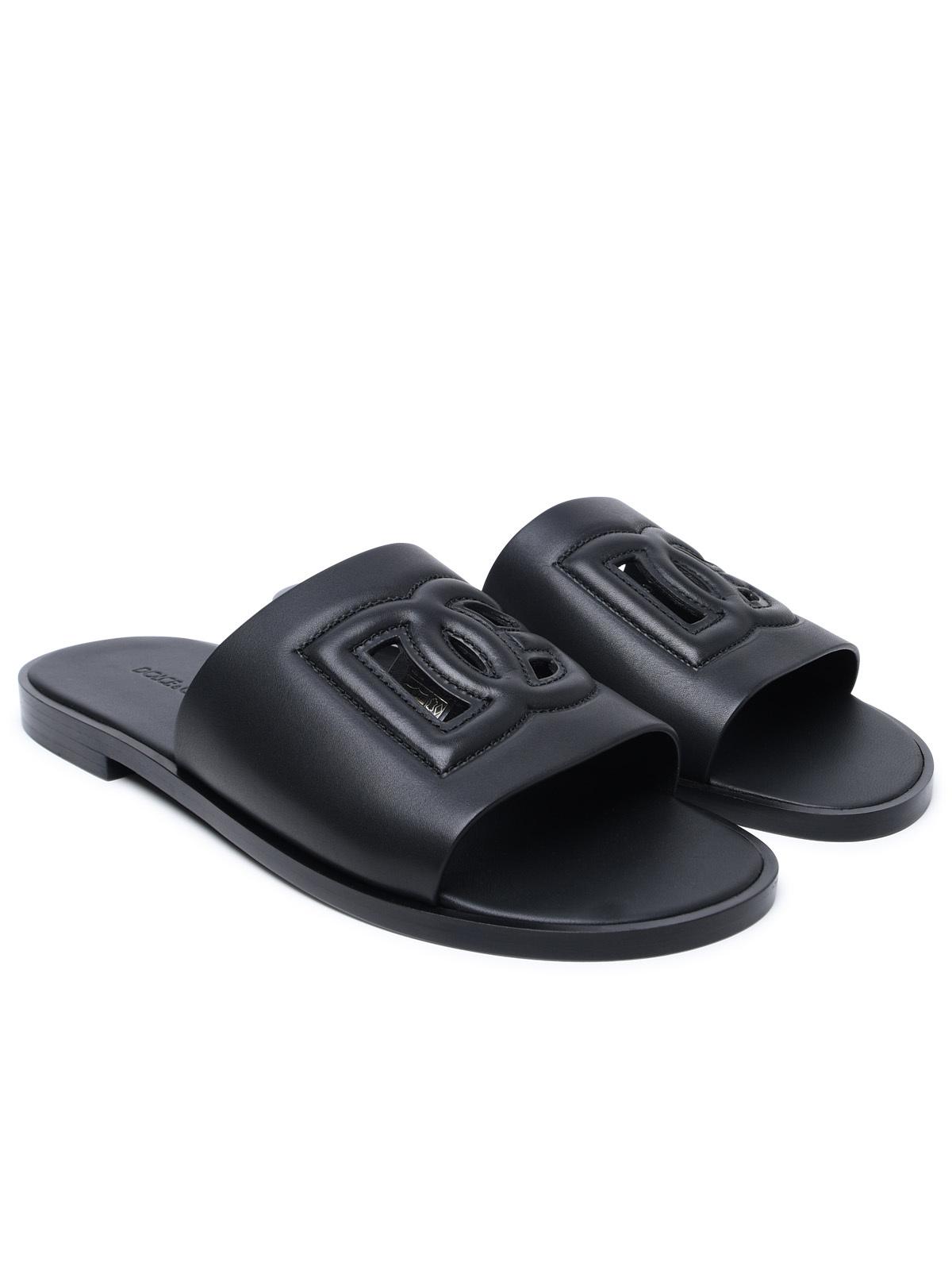 Dolce & Gabbana Black Nappa Slippers - Banlieue91 -