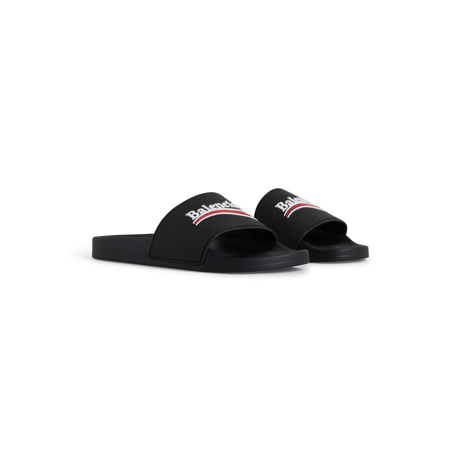 BALENCIAGA Pool Rubber Political Logo Sandals - Banlieue91 -